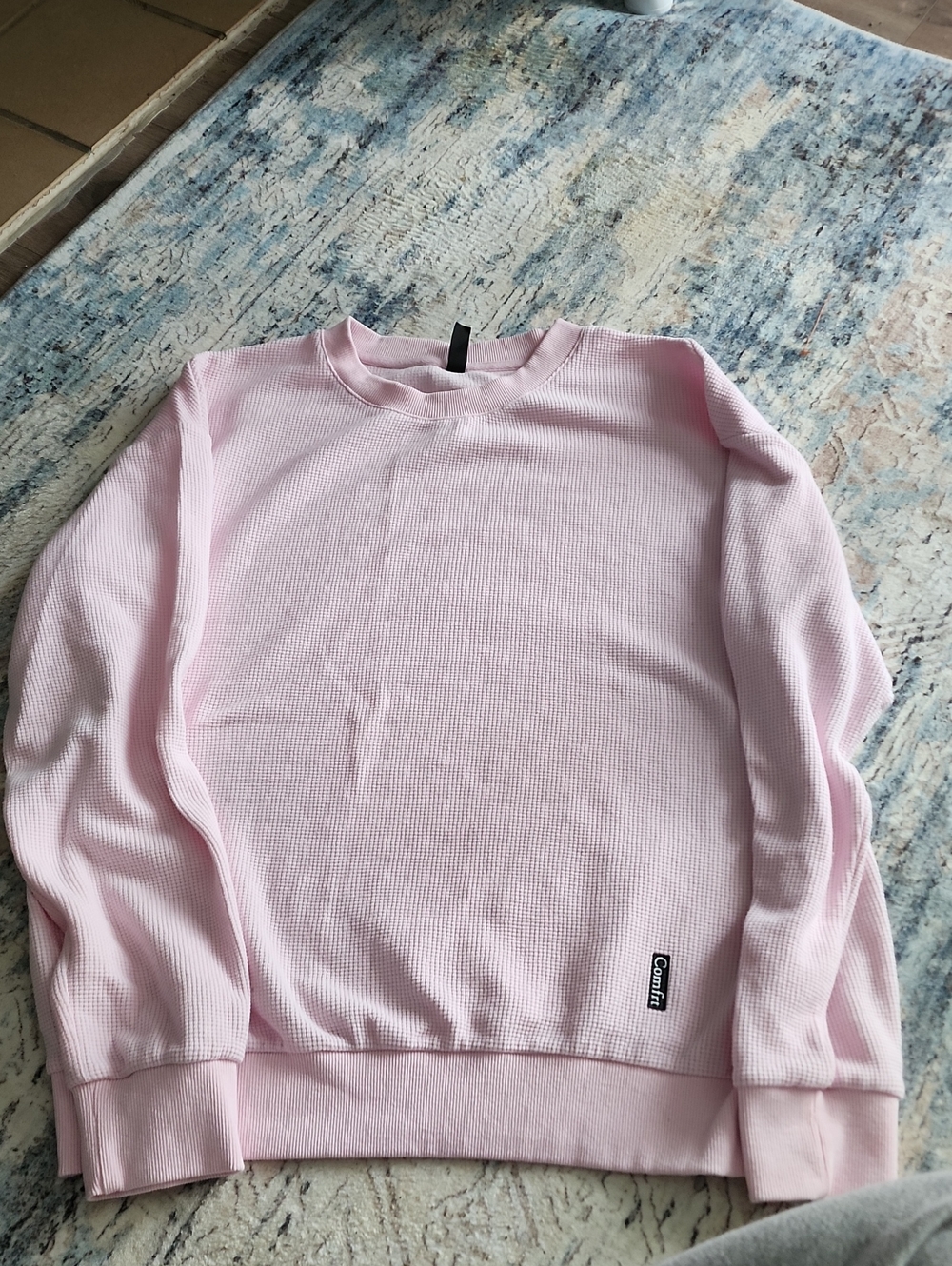 Comfrt Waffle Lounge Long Sleeve in Baby Pink MEDIUM